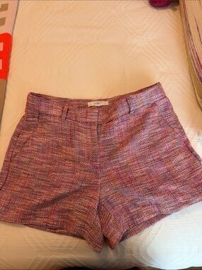 LOFT Pink Multi Tweed High-Waist Shorts